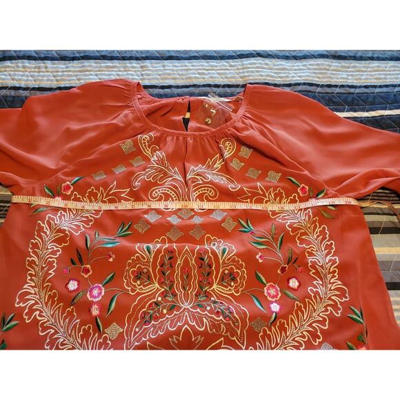 NEW Soft Surroundings Size MP Medium Petite Coral Embroidered Blouse - Picture 9 of 11